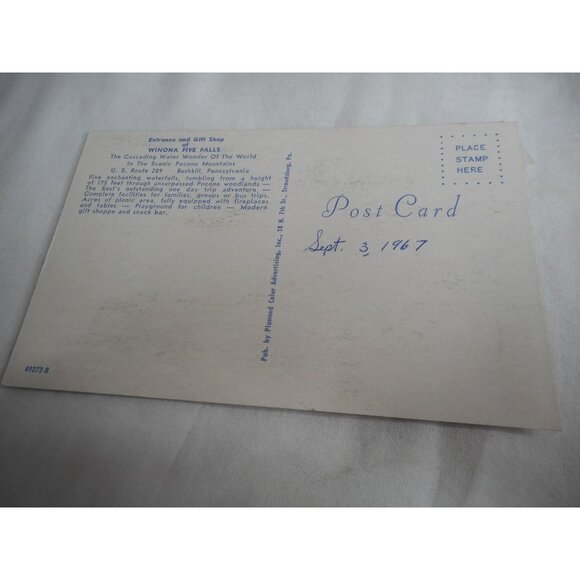 Vtg Postcard unposted Winona Five Falls Entrace Gift shop Poconos Bushkill PA - Picture 2 of 2